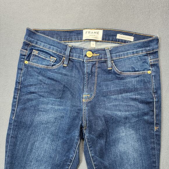 FRAME Denim Womens Jeans Size 28 Mid Rise Blue Dark Wash Skinny Ankle Stretch - Picture 11 of 16